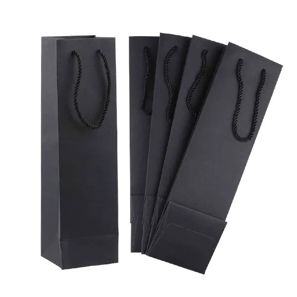 Custom recycled bolsa de papel kraft wine bottle flower bouquet gift kraft paper packaging bag with handle