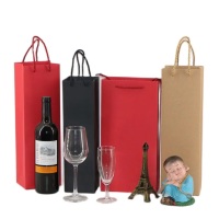 Custom recycled bolsa de papel kraft wine bottle flower bouquet gift kraft paper packaging bag with handle