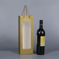 Personnalisé imprimé réutilisable bouquet de fleurs bouteille de vin pochette transporteur fourre-tout shopping sacs-cadeaux en papier avec votre propre logo bec fenêtre