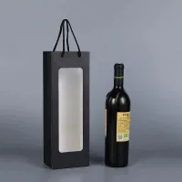 Personnalisé imprimé réutilisable bouquet de fleurs bouteille de vin pochette transporteur fourre-tout shopping sacs-cadeaux en papier avec votre propre logo bec fenêtre