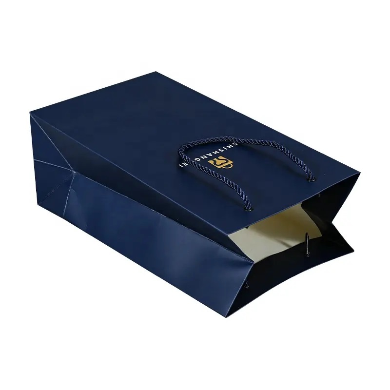 Personnalisé réutilisable bleu personnalisé bouteille de vin rouge transporter des sacs-cadeaux fourre-tout sacs en papier pour bouteilles de vin avec votre propre logo