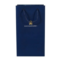 Personnalisé réutilisable bleu personnalisé bouteille de vin rouge transporter des sacs-cadeaux fourre-tout sacs en papier pour bouteilles de vin avec votre propre logo