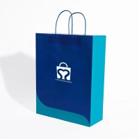 Sacs d'emballage en papier kraft entièrement artisanaux personnalisés avec votre poignée de logo bas bleu marine pour les petites entreprises de bonbons au café de thé