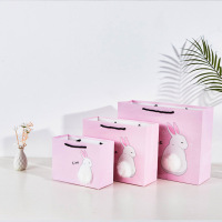 Fantaisie Furry personnalisé dessin animé logo mignon artisanat enfants cadeau shopping sac en papier avec votre propre logo pour l'anniversaire de noël d'épicerie