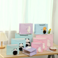 Custom cute animal craft cardboard luxury shopping paper bag logo gifted bag packaging beauty gift bag for kids party cosmetics
