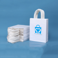 Sac à provisions blanc marron sac d'emballage kraft sac en papier kraft personnalisé avec poignée plate pour vêtements chaussures épicerie