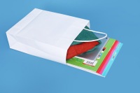 Sac à provisions blanc marron sac d'emballage kraft sac en papier kraft personnalisé avec poignée plate pour vêtements chaussures épicerie