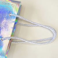 Zanaat altın parlak giyim alışveriş lazer yıkanabilir whater dayanıklı paket servisi olan restoran parlak kuşe kağıt tote çanta kozmetik ayakkabı için