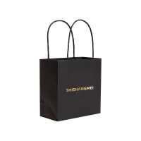 Petit sac en papier kraft recyclable en carton noir personnalisé shopping sac cadeau bébé avec votre propre logo pour les bijoux des petites entreprises