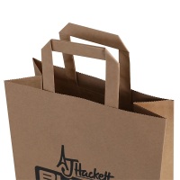 Anse plate marron merci avec anses de sac en papier kraft pour plats à emporter