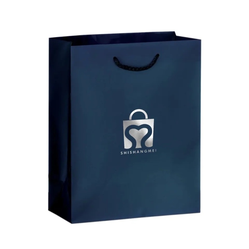 Luxury gold foil stamping plain art paper snap button watch gift needle felt cosmetic jewerly paper shopping gift bag with logo