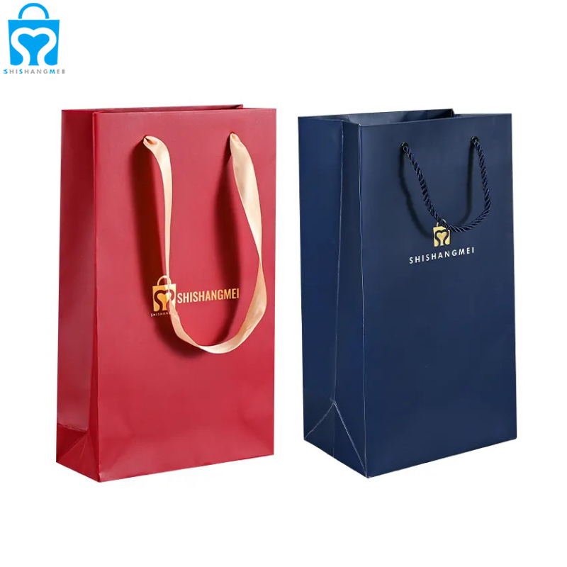 Personnaliser l'approvisionnement de marque de luxe artisanat rouge pas cher 4 6 bouteille de vin cadeau sac fourre-tout détail shopping sac en papier avec logos