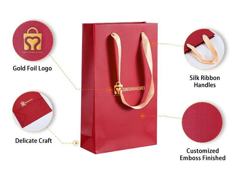 Personnaliser l'approvisionnement de marque de luxe artisanat rouge pas cher 4 6 bouteille de vin cadeau sac fourre-tout détail shopping sac en papier avec logos