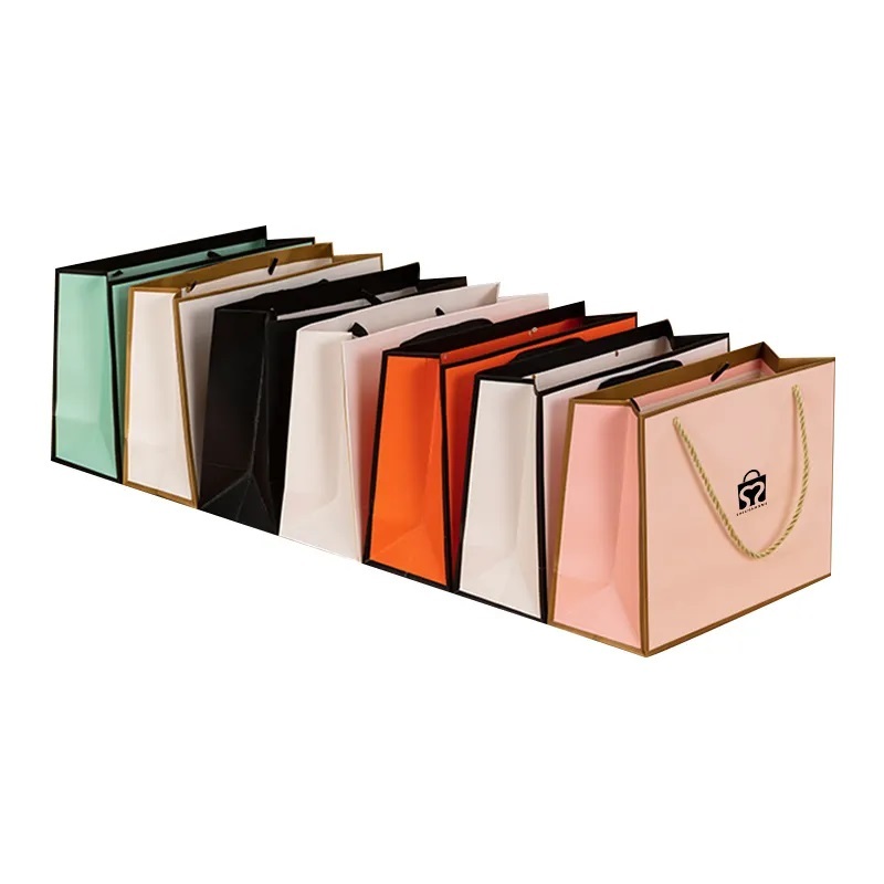 Fancy customized craft grocery boutique gift paper string fashion shopping bag with your own logo printed for clothing