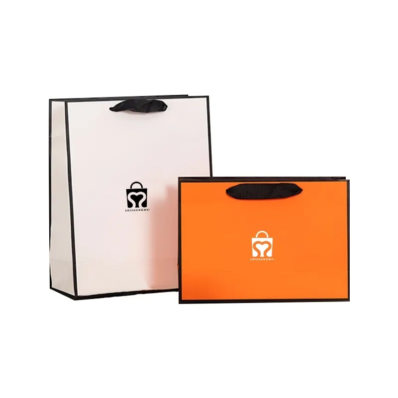 Fancy customized craft grocery boutique gift paper string fashion shopping bag with your own logo printed for clothing