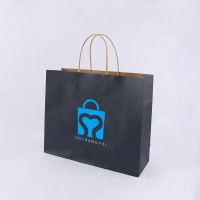 Personnalisé en gros noir restaurant déjeuner nourriture à emporter transporter sac en papier kraft shopping sac d'emballage