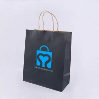 Personnalisé en gros noir restaurant déjeuner nourriture à emporter transporter sac en papier kraft shopping sac d'emballage