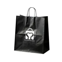 Maßgeschneiderte schwarze Großhandels-Restaurant-Mittagessen zum Mitnehmen tragen Einkaufsverpackungsbeutel aus Kraftpapier