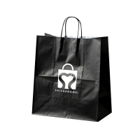 Personnalisé en gros noir restaurant déjeuner nourriture à emporter transporter sac en papier kraft shopping sac d'emballage