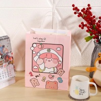 Petit emballage de dessin animé recyclé de luxe imprimé sur mesure emballage kraft sac en papier commercial sac cadeau rose sac cadeau pas cher avec logo