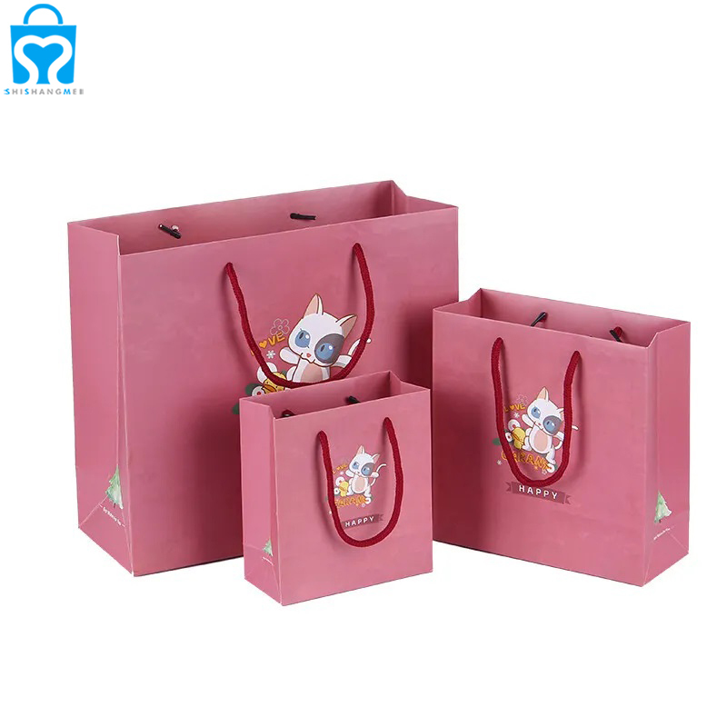 Altın tedarikçisi güzel ucuz teşekkür ederim kuşe kağıt hediye alışveriş çantaları takı kozmetik ambalaj için kendi kabartmalı logonuzla