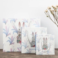 Custom eco friendly beauty luxury fanny cute bear bunny gift garment paper shopping bags logo printing for boutique garment