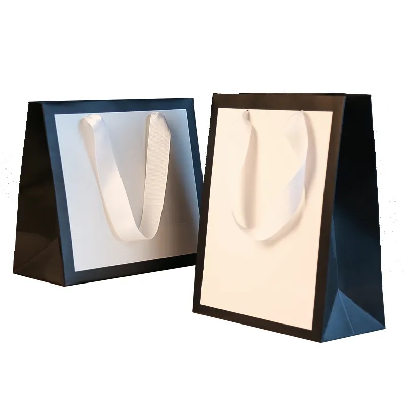 Custom small full colored white pink luxury jewelry shiny lamination packaging shopping paper bag thank you bags for boutique