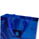 ギフト包装用の独自のロゴ リボン ハンドルが付いた紙袋を運ぶカスタム高級ネイビー ブルー小売ブティック ショッピング ギフト