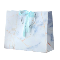 Promotional blue optical eyewear glasses jewelry stores gift packaging luxury paper bag with ribbon bow your own logo shopping