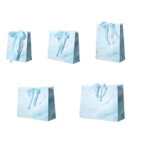 Promotional blue optical eyewear glasses jewelry stores gift packaging luxury paper bag with ribbon bow your own logo shopping