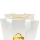 Bolsas de compras de regalo de papel de joyería de cartón blanco de sublimación ecológica personalizada con asa de cinta con su propio logotipo de lámina de oro