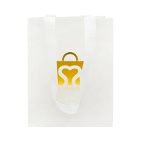 Personnalisé personnalisé eco sublimation blanc carton bijoux papier cadeau sacs à provisions avec ruban gérer votre propre logo de feuille d'or