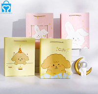 Customized bags cmyk full printed kids orange pink custom cute sanrio cartoon design gift packaging paper bags