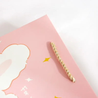 Customized bags cmyk full printed kids orange pink custom cute sanrio cartoon design gift packaging paper bags