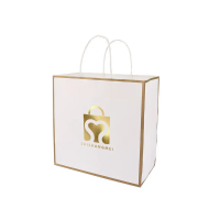 Vente directe prix de gros bouquet porte-fleurs cadeau blanc personnalisé papier kraft sacs à emporter pour vêtements avec poignée