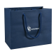 Feuille métallique de luxe réutilisable estampage promotionnel bleu marine bijoux emballage shopping sacs-cadeaux en papier