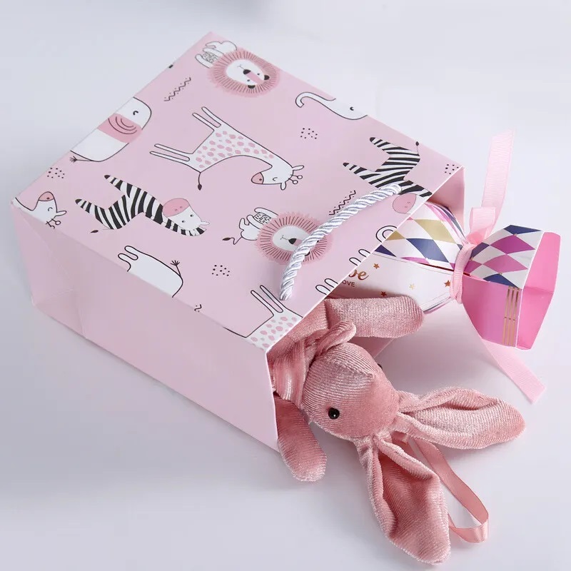 Luxury craft custom logo jewelry gift paper bag for clothes blue matte garment clothing boutique packaging bags with ribbon bow