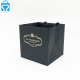 Conception personnalisée feuille d'or rose fleur bouquet fourre-tout sac d'emballage noir kraft sac fond carré artisanat papier cadeau sac en gros