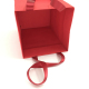 Bolsas reciclables de papel de compras en relieve de lujo rojas personalizadas con asa de cinta, bolsa de regalo de papel para joyería, embalaje cosmético de boda