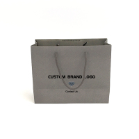 Personnalisé petit gris fantaisie vêtements shopping cadeau bijoux artisanat emballage papier luxe logo sac avec poignée logo imprimé