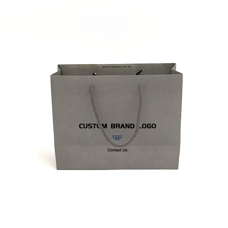 Personnalisé petit gris fantaisie vêtements shopping cadeau bijoux artisanat emballage papier luxe logo sac avec poignée logo imprimé