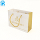Altın parlak laminasyon özel baskı tote markalı takı size hediye paketleme kağıt alışveriş çantası paket servisi olan restoran kulplu logo baskılı