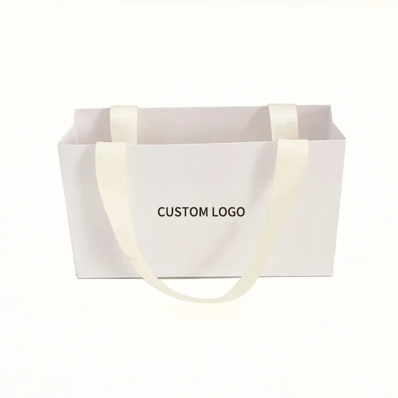 Personalizzato con marchio personalizzato Profumo artigianale bianco gioielli regalo cosmetico confezione shopping sacchetto di carta con logo