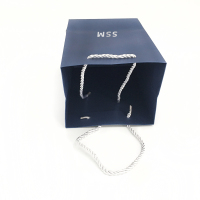 Одноразовые бирюзово-голубые маленькие бумажные подарочные украшения с принтом на заказ, высокие подарочные пакеты для покупок с ленточными ручками, логотипом на вынос