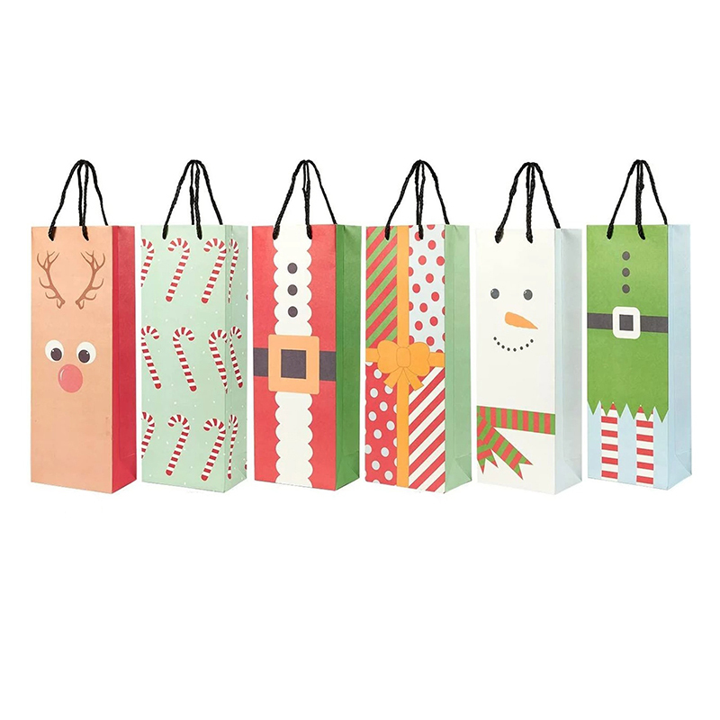 Wholesale christmas cute flower bouquet gift cork wine bottle cover paper bag holder decorative packaging bag for wine flower