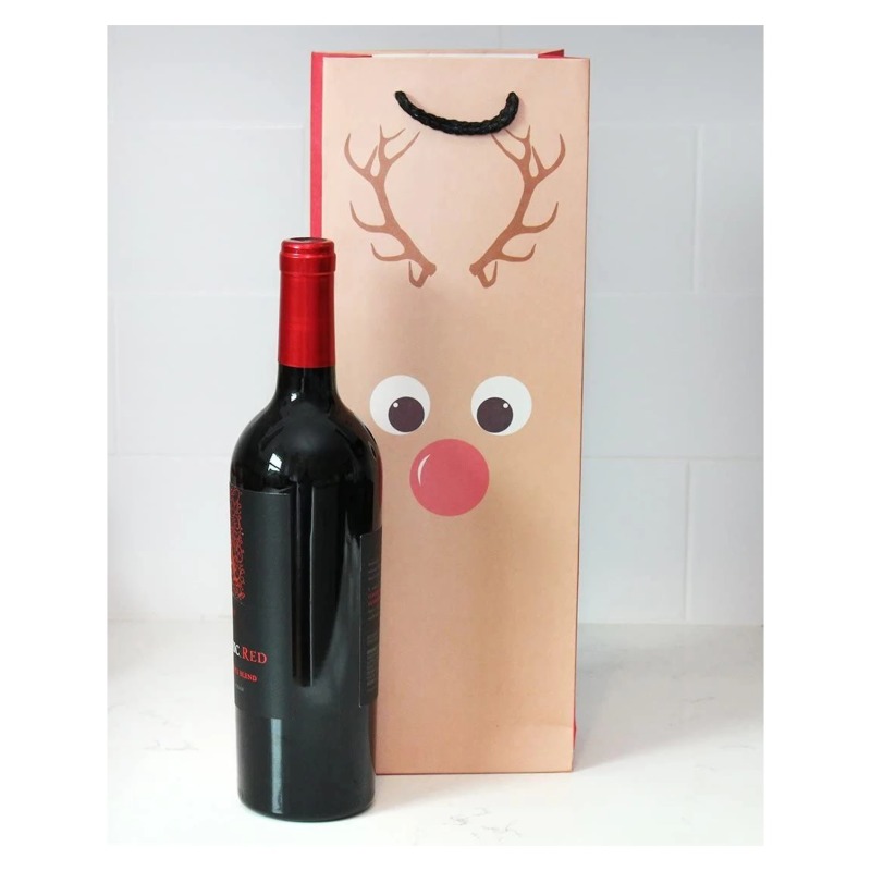 Wholesale christmas cute flower bouquet gift cork wine bottle cover paper bag holder decorative packaging bag for wine flower