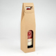 Custom reusable recycling 2 bottle wine bottle carry gift kraft paper shopping packaging bags with clear window die cut handles