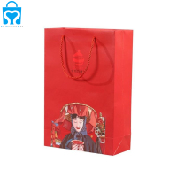The industry manufacturer wholesale price chinese new year red 2 bottle satin wine paper bags oem for hair extension packaging