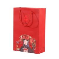 The industry manufacturer wholesale price chinese new year red 2 bottle satin wine paper bags oem for hair extension packaging