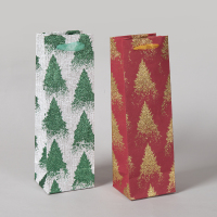 Luxury laminatio christmas wine bottle bag insulated in box flower bouquet paper packaging gift cover bags for travel bouquets